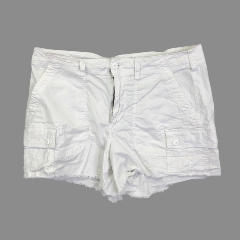 AMERICAN EAGLE JEANS White Cargo Shorts 90s BOYFRIEND Cut-Off Stretch Twill SZ 6